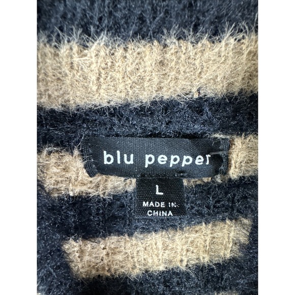 Blu Pepper Plush Turtleneck Sweater Dress Large Brown Black Stripe NWT - Picture 4 of 4